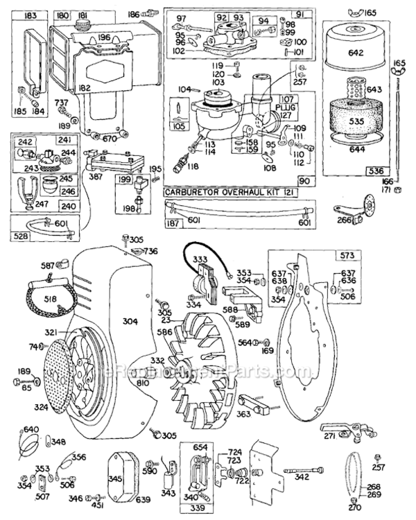 Page B Diagram and Parts List for 320400  Briggs and Stratton Engine
